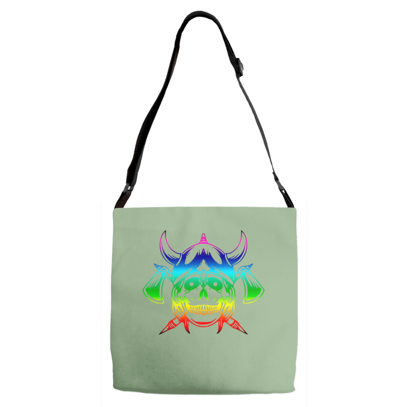 Multicolored Scandinavian Viking Skull In Helmet With Crossed Axes Mod Adjustable Strap Totes | Artistshot