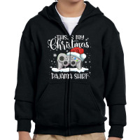 This Is My Christmas Pajama Video Game Santa Hat Gamer Youth Zipper Hoodie | Artistshot