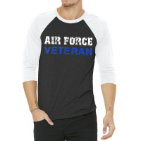 Us Air Force, Usaf, Air Force Veterans Distressed Font 3/4 Sleeve Shirt | Artistshot