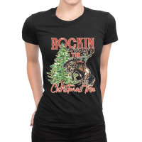 Hot Trend Rockin' Around The Christmas Tree Cowboy Santa Ride Horse Ladies Fitted T-shirt | Artistshot