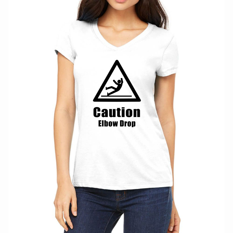 Caution Elbow Drop Women's V-Neck T-Shirt by aikhangawade | Artistshot