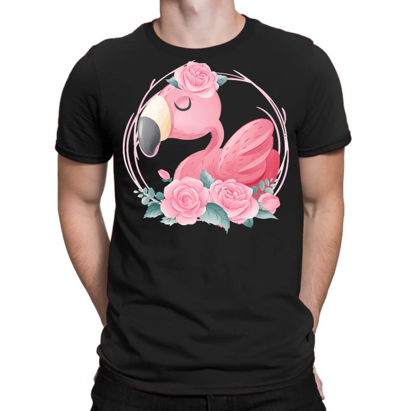 Flamingo T  Shirt Cute Dreaming Pink Flamingo Floral T  Shirt T-shirt | Artistshot