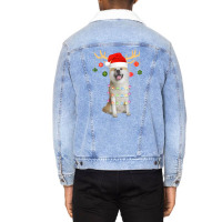 Limited Edition Reindeer Akita Dog With Santa Hat Christmas Light Xmas Unisex Sherpa-lined Denim Jacket | Artistshot