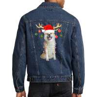 Limited Edition Reindeer Akita Dog With Santa Hat Christmas Light Xmas Men Denim Jacket | Artistshot