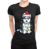 Hot Trend Siberian Husky Santa Christmas Tree Lights Xmas Boys Ladies Fitted T-shirt | Artistshot