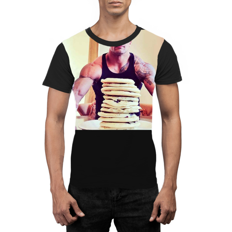 Dwayne The Rock Johnson Eating Blueberry Pancakes2 Graphic T-shirt by StefanyIveson | Artistshot