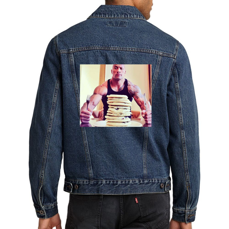 Dwayne The Rock Johnson Eating Blueberry Pancakes2 Men Denim Jacket by StefanyIveson | Artistshot