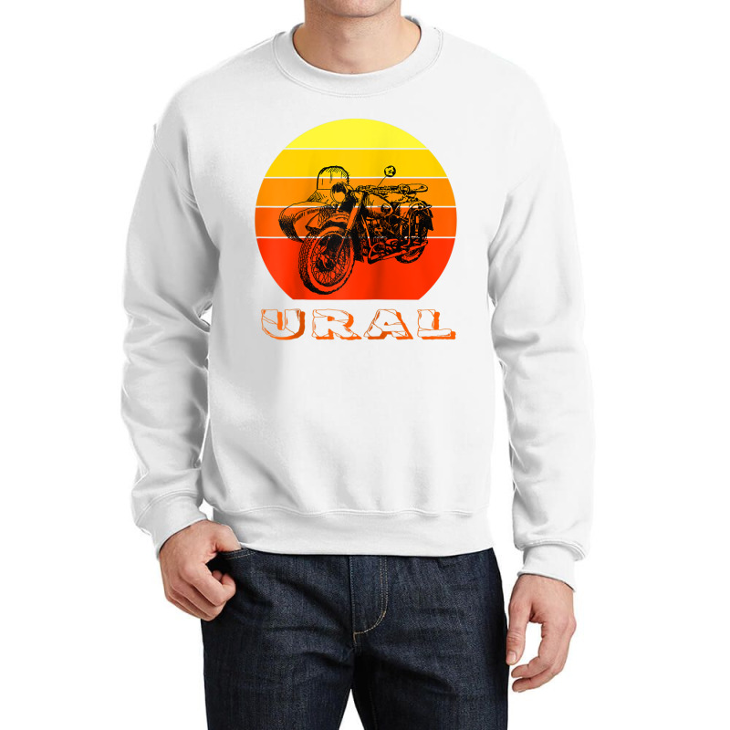 Retro Motorcycle Ural T Shirt   Vintage Sidecar Motorbike Raglan Baseb Crewneck Sweatshirt by tarnilot | Artistshot