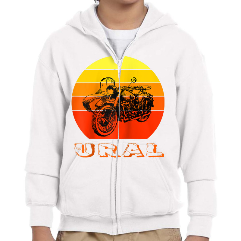 Retro Motorcycle Ural T Shirt   Vintage Sidecar Motorbike Raglan Baseb Youth Zipper Hoodie by tarnilot | Artistshot