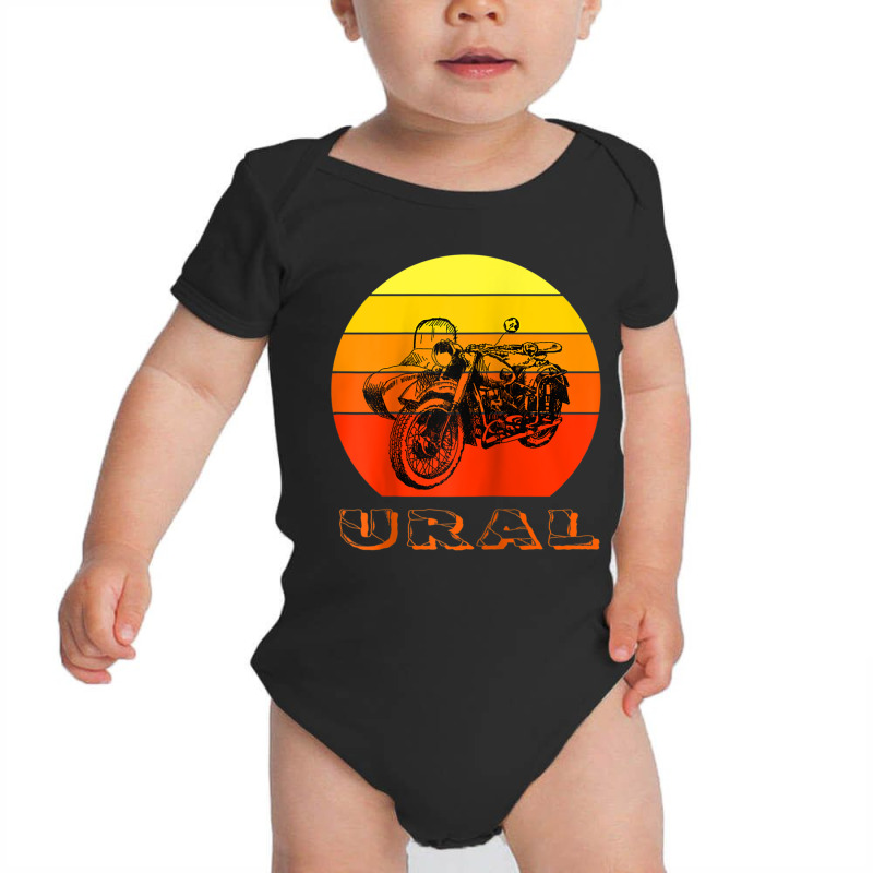 Retro Motorcycle Ural T Shirt   Vintage Sidecar Motorbike Raglan Baseb Baby Bodysuit by tarnilot | Artistshot