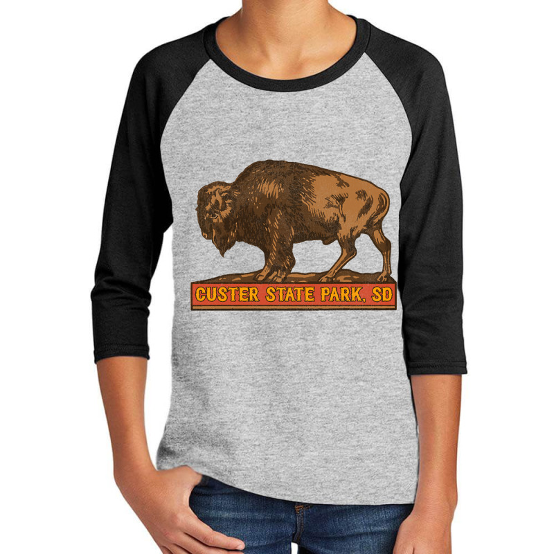 Limited Edition Custer State Park Vintage Buffalo Souvenir Youth 3/4 Sleeve by Box Bingham | Artistshot