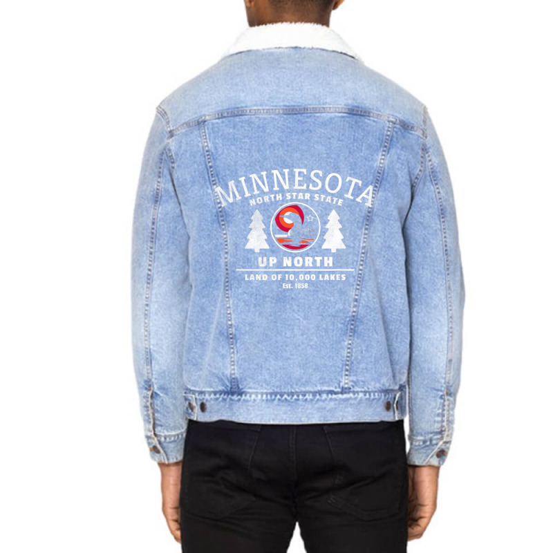 Limited Edition Minnesota North Star State Up North With Loon Unisex Sherpa-lined Denim Jacket | Artistshot