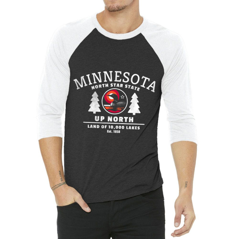 Limited Edition Minnesota North Star State Up North With Loon 3/4 Sleeve Shirt | Artistshot