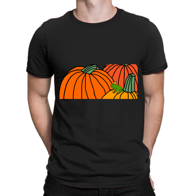 Hot Trend Cute Frog Prince And Pumpkins T-Shirt by Box Bingham | Artistshot