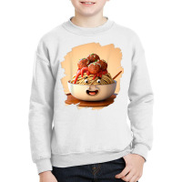 Cute Funny Meatballs In Bowl Of Pasta Spaghetti Meatballs T Shirt Youth Sweatshirt | Artistshot