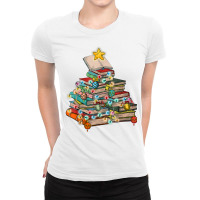 Christmas Library Tree Lights For Librarian And Book Lover T Shirt Ladies Fitted T-shirt | Artistshot