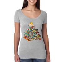 Christmas Library Tree Lights For Librarian And Book Lover T Shirt Women's Triblend Scoop T-shirt | Artistshot