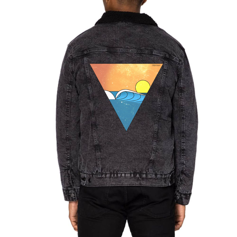 Minimal Wave Unisex Sherpa-Lined Denim Jacket by CHRISTIANKSON | Artistshot