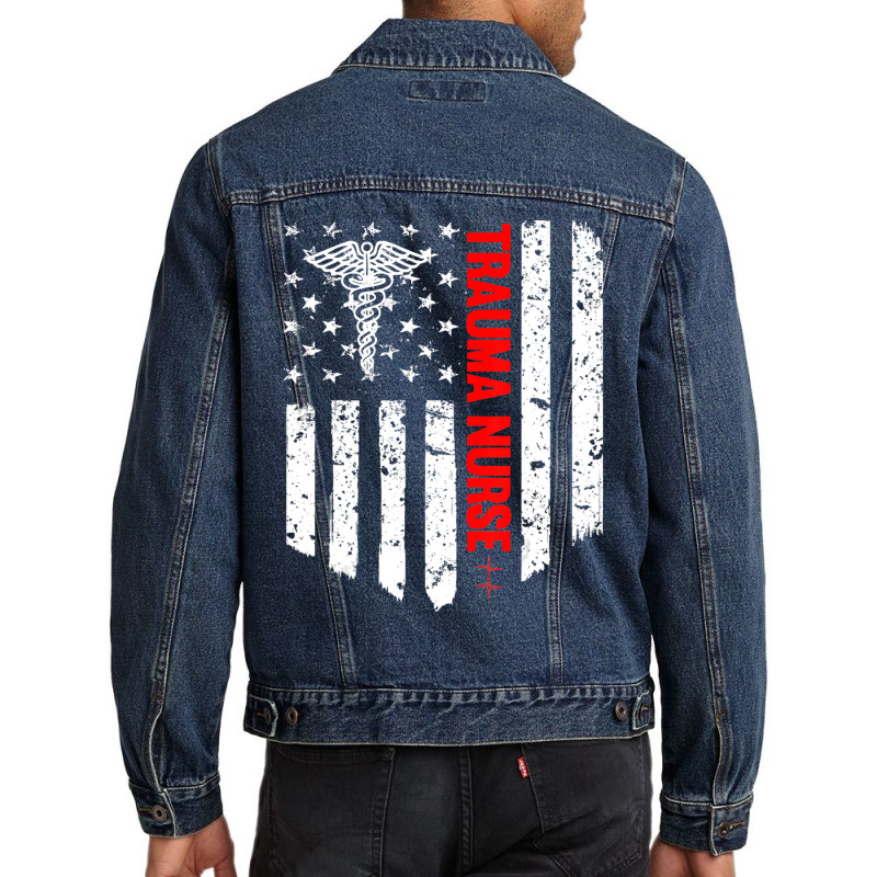 Trending Trauma Nurse American Flag Patriotic Registered Nurse Men Denim Jacket | Artistshot