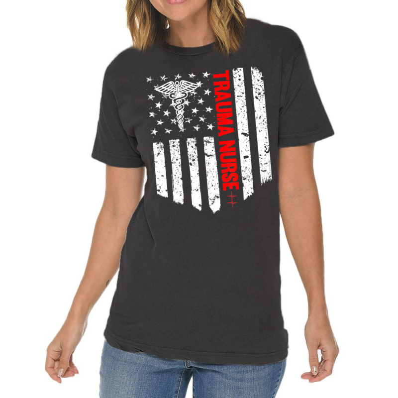 Trending Trauma Nurse American Flag Patriotic Registered Nurse Vintage T-shirt | Artistshot