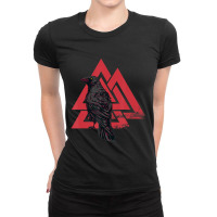 Hot Trend Norse Mythology Symbol Valknut Odins Raven Viking Valknut Ladies Fitted T-shirt | Artistshot