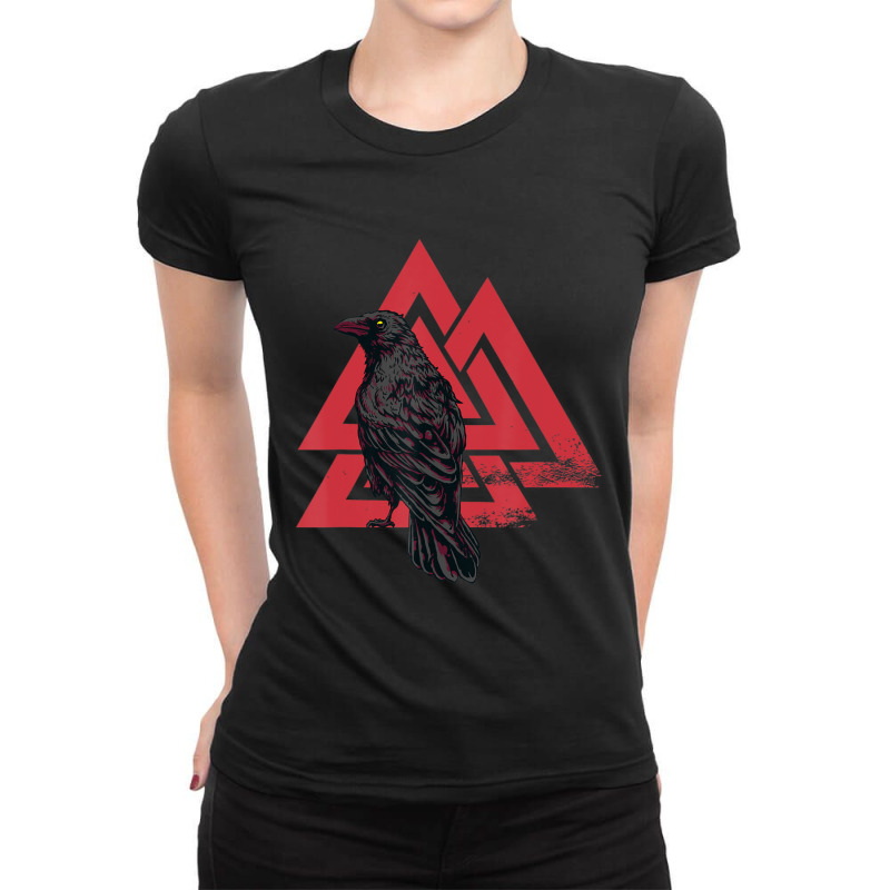 Hot Trend Norse Mythology Symbol Valknut Odins Raven Viking Valknut Ladies Fitted T-Shirt by Sizemore Adame | Artistshot