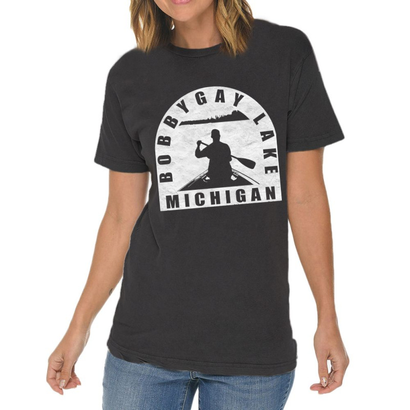 Trending Bobbygay Lake Canoeing Michigan Vintage T-shirt | Artistshot