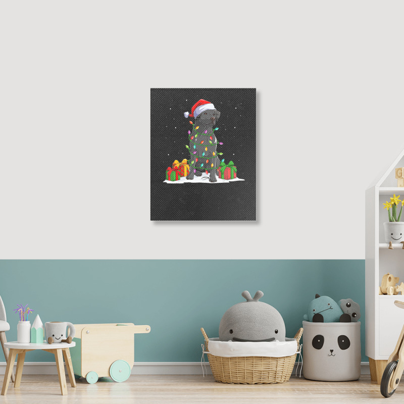 Black Lab Labrador Christmas Lights Pajama Dog Lover Xmas Portrait Canvas Print | Artistshot