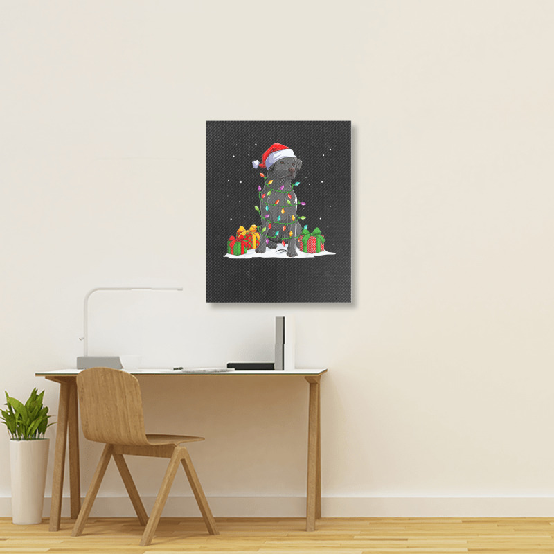 Black Lab Labrador Christmas Lights Pajama Dog Lover Xmas Portrait Canvas Print | Artistshot