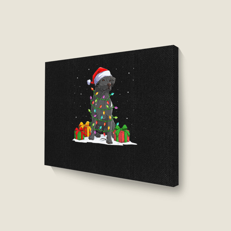 Black Lab Labrador Christmas Lights Pajama Dog Lover Xmas Landscape Canvas Print | Artistshot