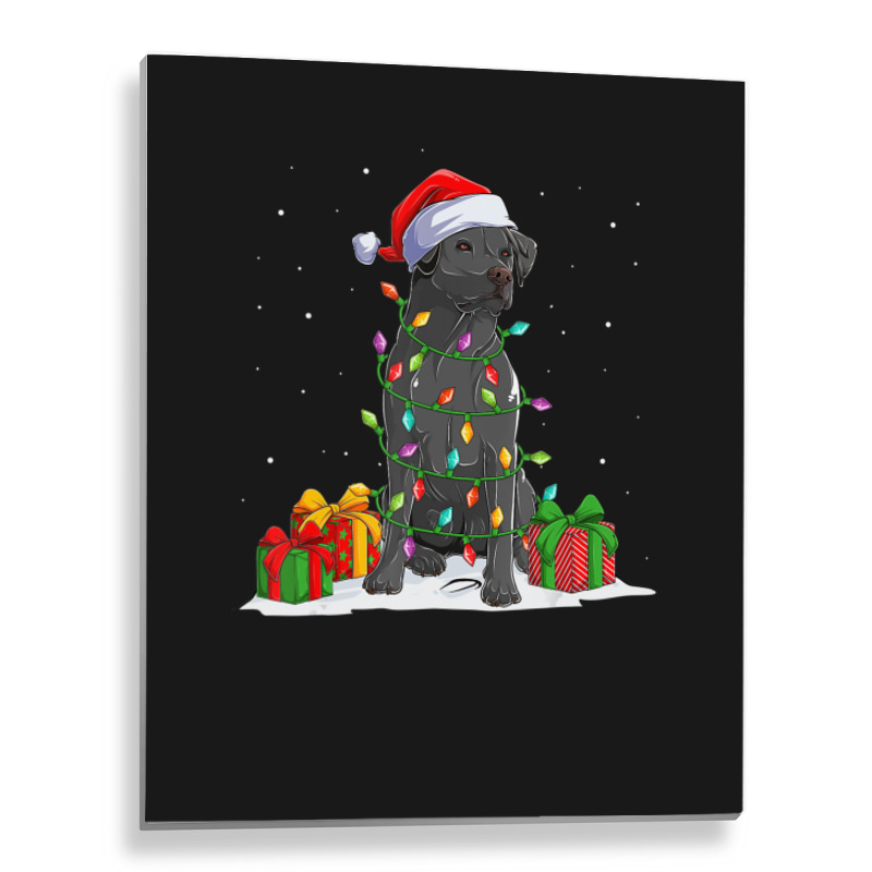 Black Lab Labrador Christmas Lights Pajama Dog Lover Xmas Metal Print Vertical | Artistshot