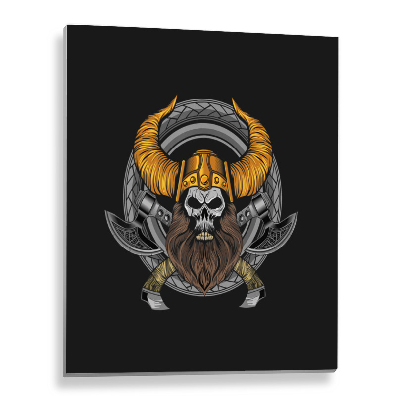 Hot Trend Norse Viking Style Skull Beard For Vikings Lover Metal Print Vertical | Artistshot