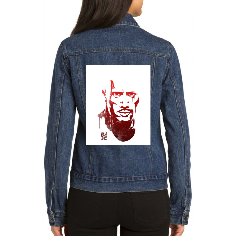 Dwayne Johnson Face Ladies Denim Jacket by AbeaJuanje | Artistshot