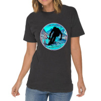 Cool Alpine Downhill Ski Racer Silhouette Mountain Scene Vintage T-shirt | Artistshot