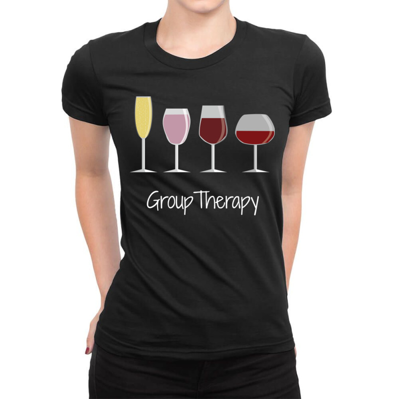 Funny Women Wine Gift Idea Tee - Group Therapy Long Sleeve Ladies Fitted T-Shirt by CoreyMartinPeters | Artistshot