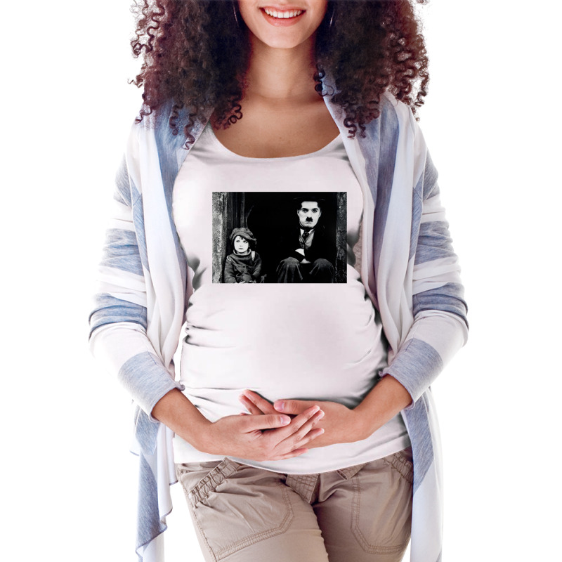 Charlie Chaplin Black And White Long T Stars Maternity Scoop Neck T-shirt by volnybareenb | Artistshot