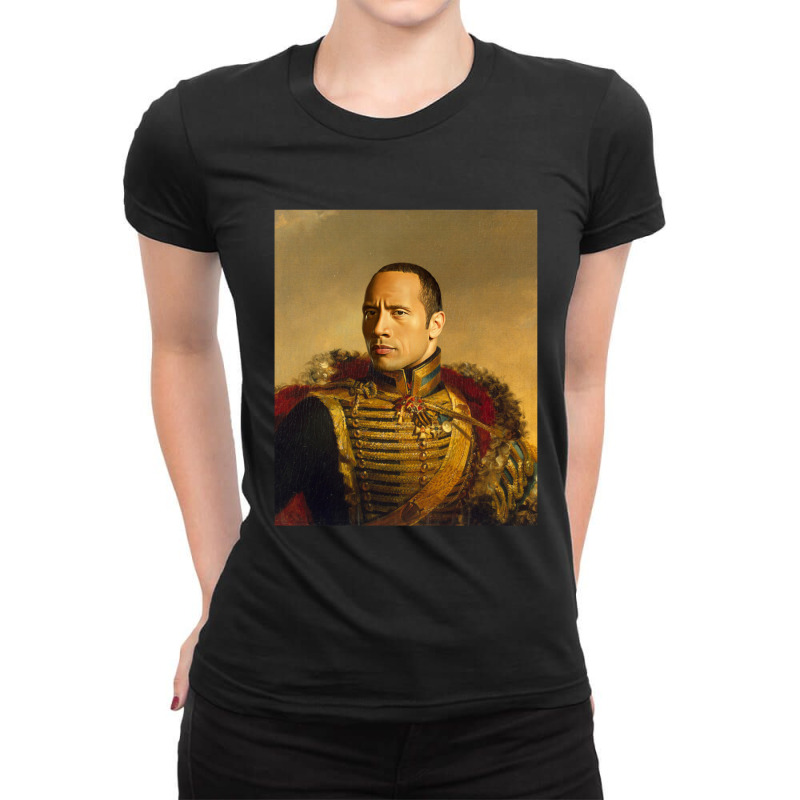 Dwayne Johnson Replaceface Ladies Fitted T-Shirt by AbeaJuanje | Artistshot