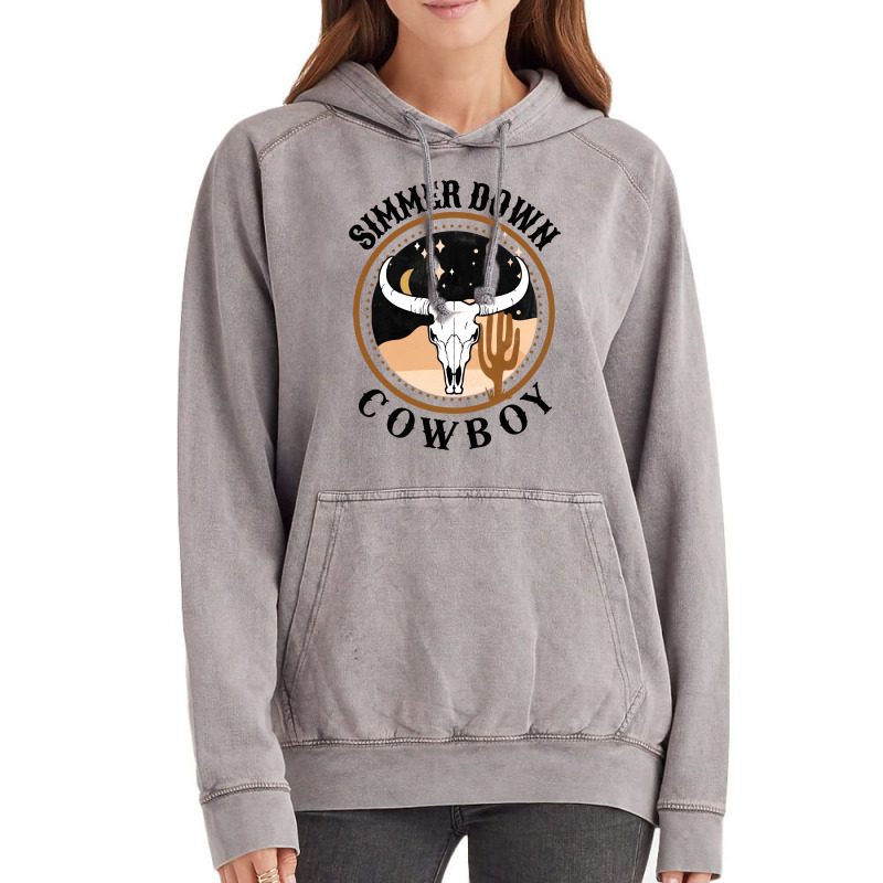 Simmer Down Cowboy Western Style Gift   Music Travel Vintage Hoodie | Artistshot