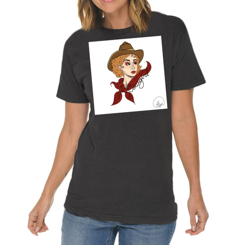 Pretty Ginger Cowgirl With Freckles   Summer Aesthetic Vintage T-Shirt by alheklupsm | Artistshot