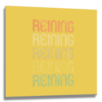 Retro Style Reining Design   Funny Yellow Metal Print Square | Artistshot