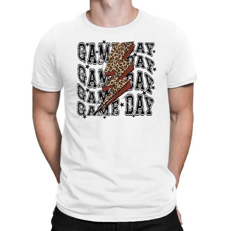 Game Day Football Leopard Lightning Bolt Football Lover T-Shirt by sromydivlevn | Artistshot