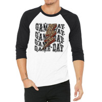 Game Day Football Leopard Lightning Bolt Football Lover 3/4 Sleeve Shirt | Artistshot