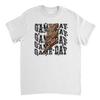 Game Day Football Leopard Lightning Bolt Football Lover Classic T-shirt | Artistshot