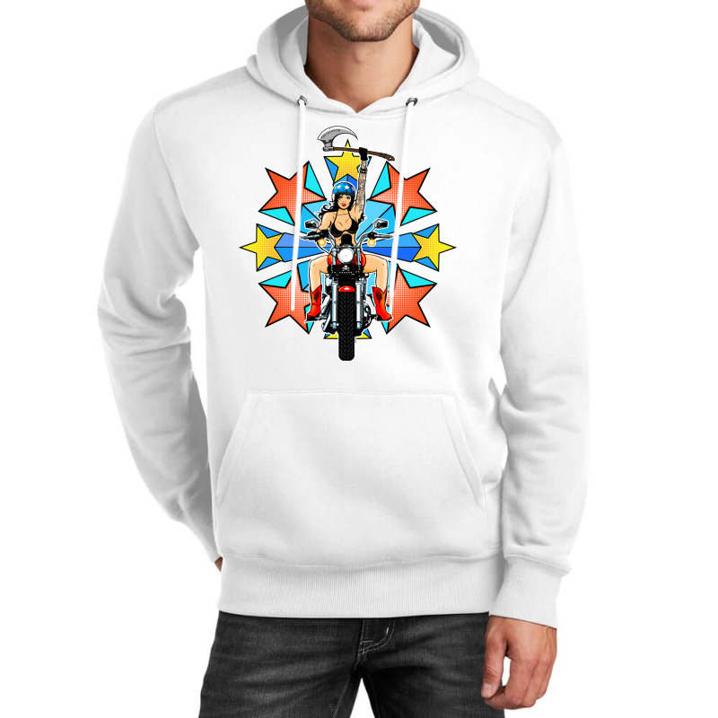 Retro Warrior Woman Biker Burst   Love Summer Unisex Hoodie | Artistshot