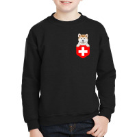 Limited Edition Switzerland Flag Akita Dog In Pocket Youth Sweatshirt | Artistshot