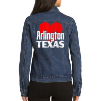 I Love Arlington Texas Retro Big Heart Arlington Vacation T Shirt Ladies Denim Jacket | Artistshot