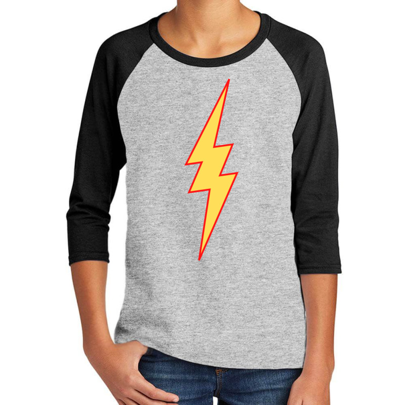 Lightning Bolt Graphic Superherovillain Yellow Red Black Standard Cost Youth 3/4 Sleeve by RonaldLagman | Artistshot