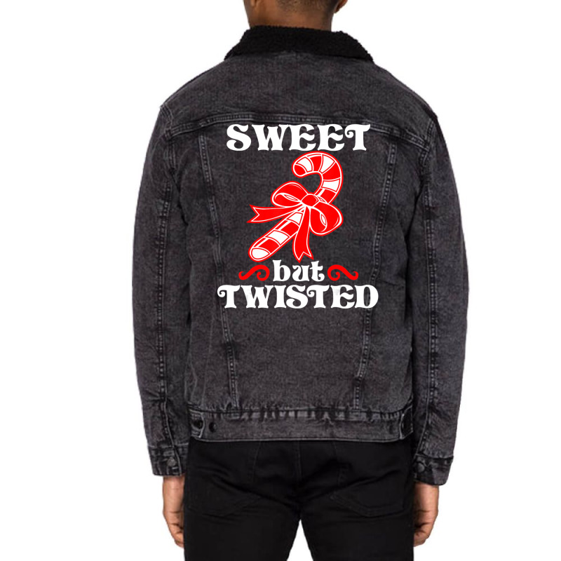 Candy Cane Sweet But Twisted Christmas Unisex Sherpa-lined Denim Jacket | Artistshot