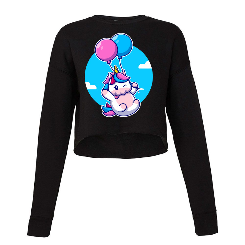 Trending Cute Unicorn Floating With Balloon Cropped Sweater by webberkyla | Artistshot