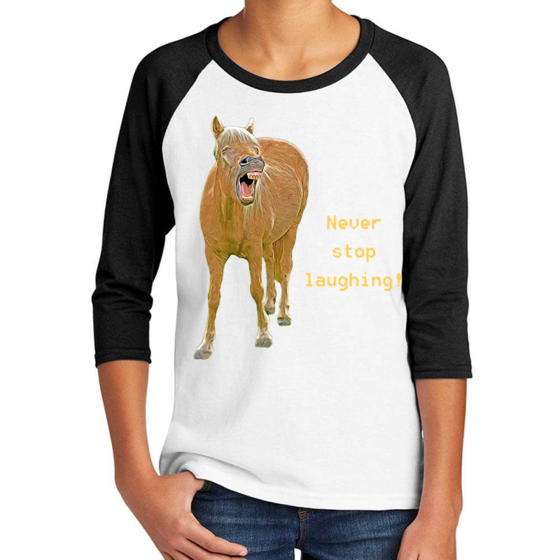 Hot Trend Never Stop Laughing! Funny Horse Painting Youth 3/4 Sleeve by Rios Arevalo | Artistshot